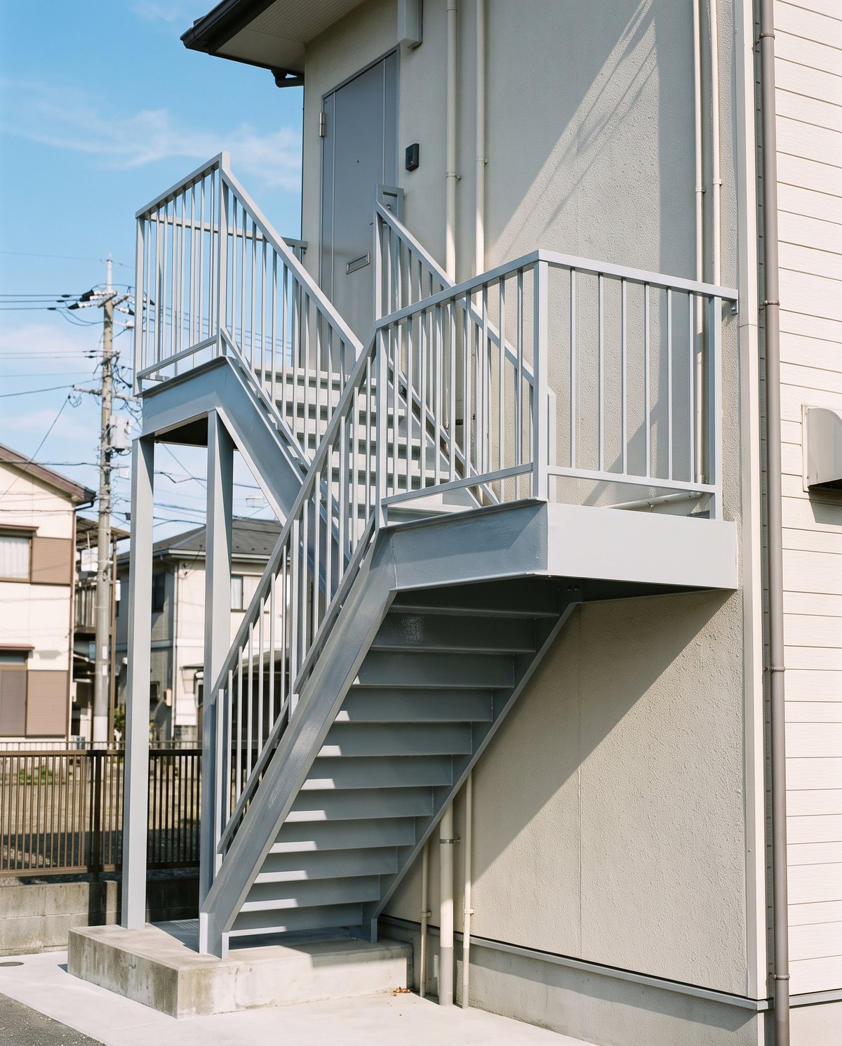 塗装を終えた鉄骨の階段